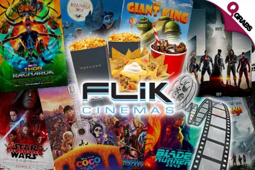 From QR37 Enjoy the Latest Blockbusters at FLIK Cinemas, Lagoona Mall with Popcorn, Drinks & Snacks - Choose from Gold OR Platinum Class! (Up to QR225 Value)